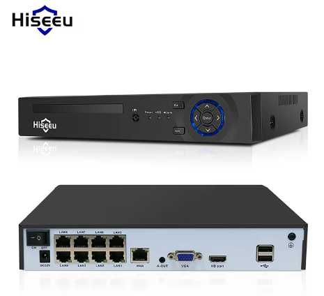 Hiseeu NVR.POE - Sistema de Vigilância de 8 Canais + 4/8 Câmaras
