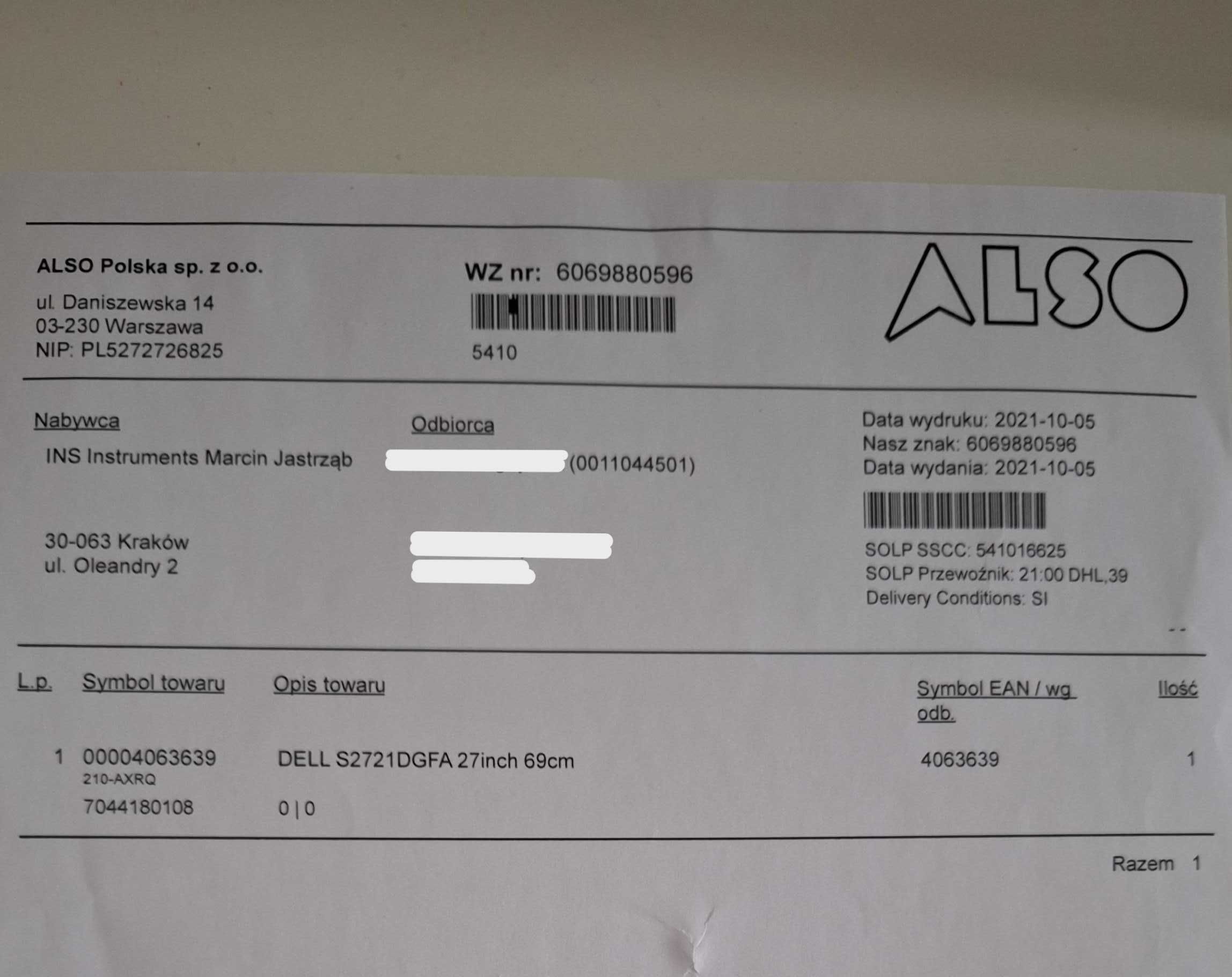 Monitor DELL 27 cali  S2721DGFA