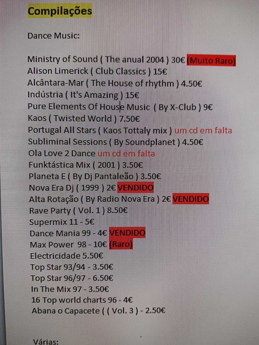 Cds Compilações Musica eletronica ( Lista )