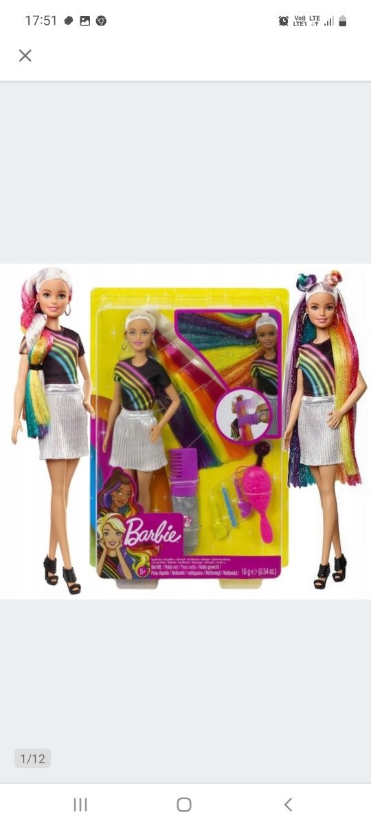 Zestaw Barbie Tęczowe Włosy firmy Mattel