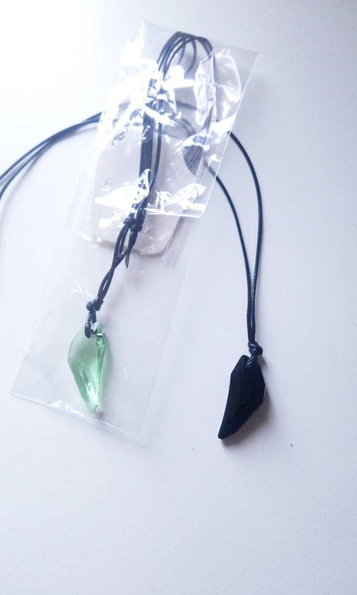 Fio / Colar de cristal/obsidiana preto e outro verde