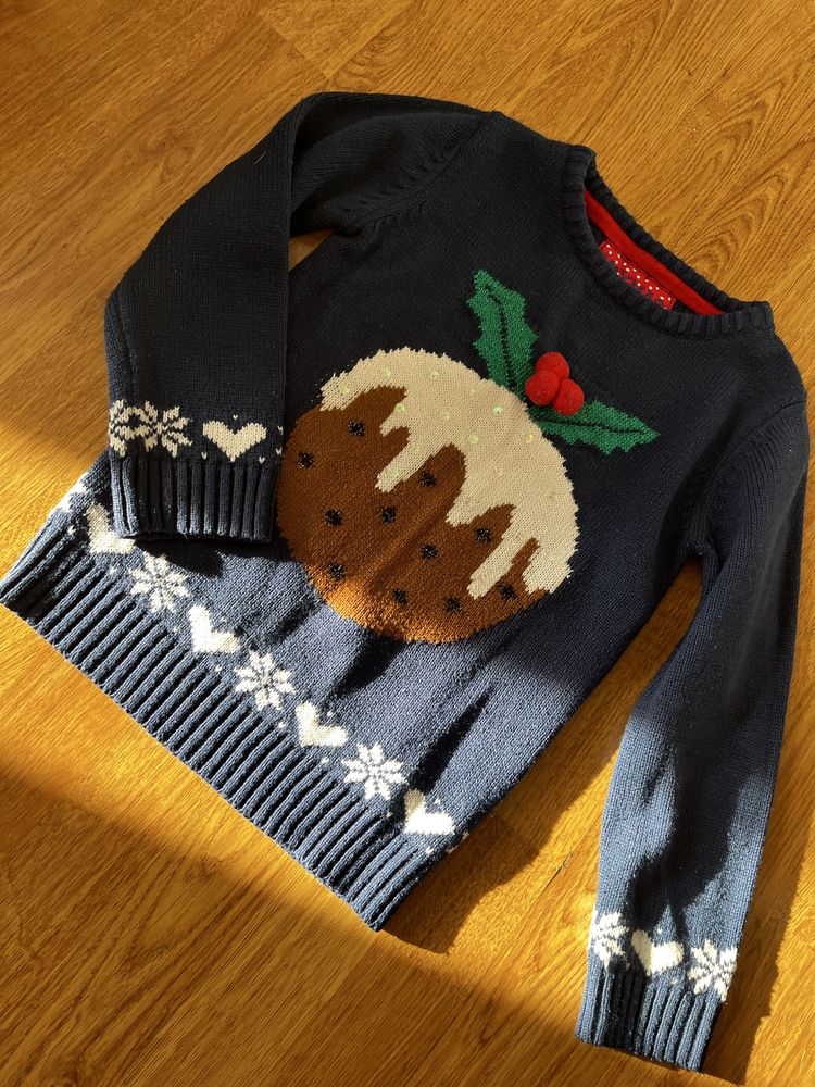 Granatowy świąteczny sweter Boże Narodzenie 128