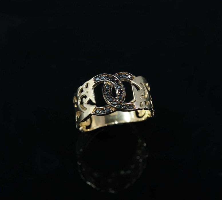 Złoto 585 - złoty pierścionek z cyrkoniami rozm 19