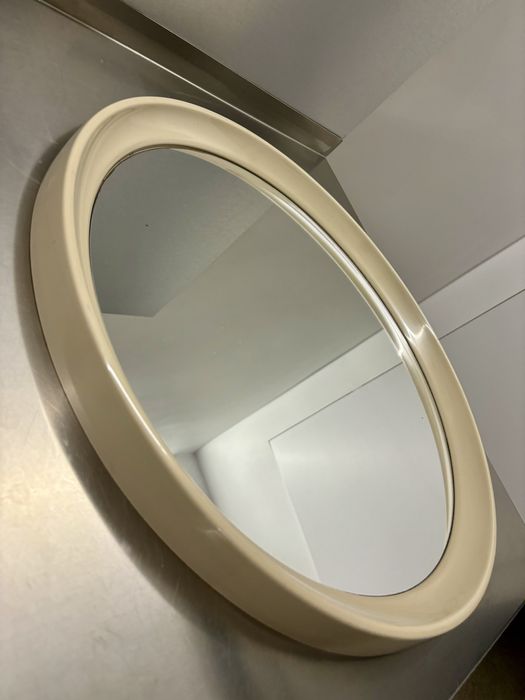 Vintage Okrągłe Lustro Space Age Atomic  Mega Design beżowy kolor Top