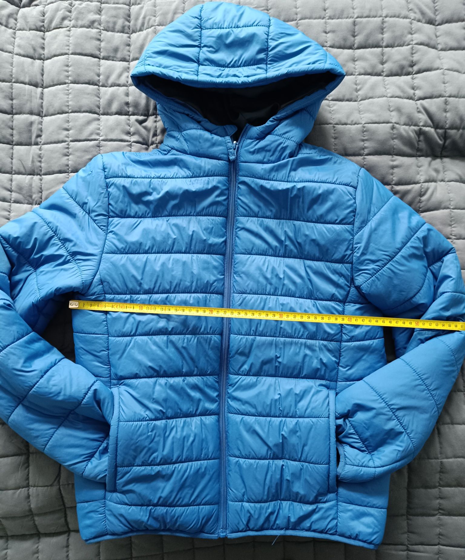 Lekka pikowana kurtka Zara blue wiosna kaptur