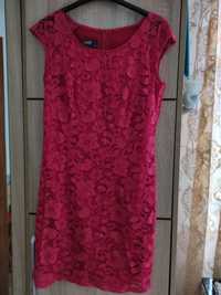 Burgundowa, koronkowa sukienka, rozmiar M