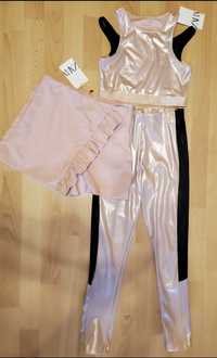 Комплект костюм танцю Zara 13-14р: топ, спідниця-шорти, штани, нове