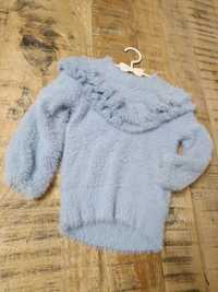 Mini River Island jasnoniebieski puszysty sweterek z falbanami