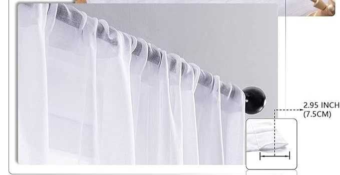 Mrtrees Zasłony przezroczyste Białe 2 szt. 140x260cm Tunel