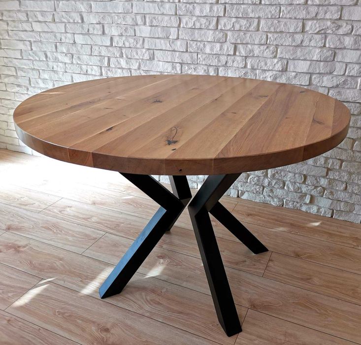 Stół okrągły rozkładany drewno dębowe
