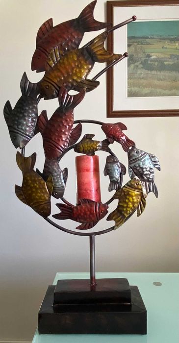 Grande-Porta Velas Decorativo de Metal