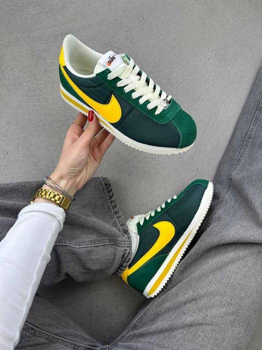 Чоловічі кросівки Nike Cortez зелений з жовтим ТОП НОВИЗНА