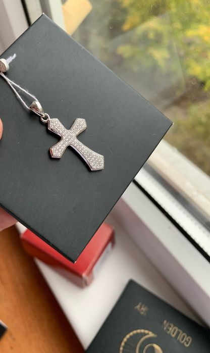 Хрестик, срібло 925, покриття родіювання