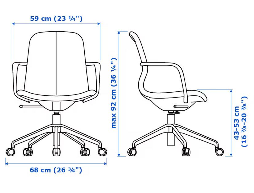 IKEA Fotel obrotowy z podłokietnikami, regul. wychylenia i wysokości