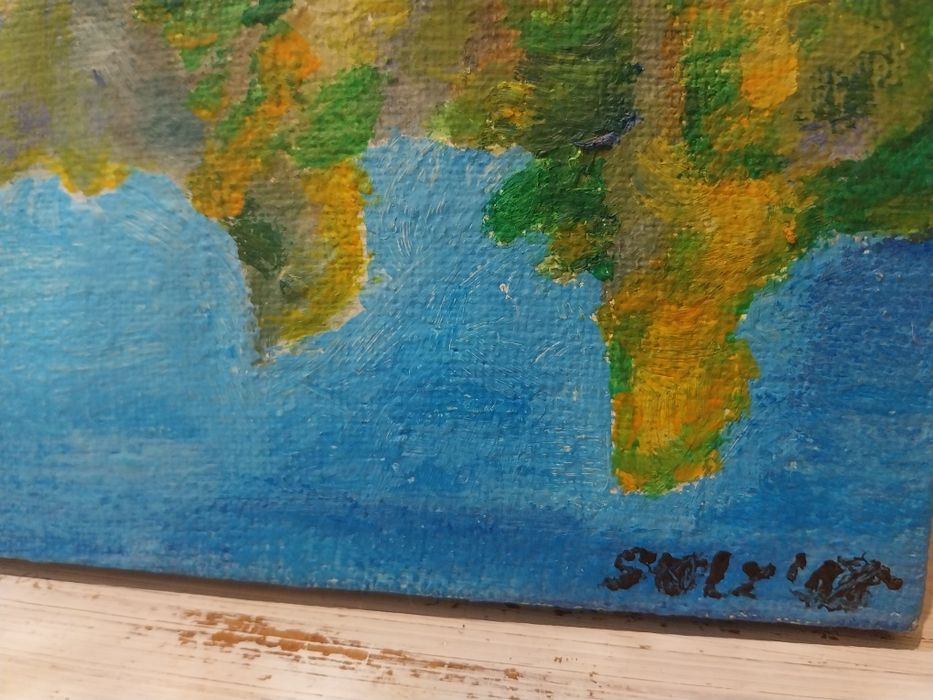 Stary obraz na płótnie olejny 1948 Stolz pejzaż kaszuby antyk