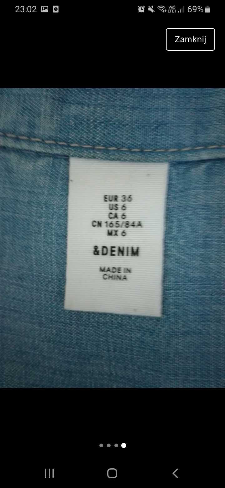 H&M Długa Koszula Jeansowa, Rozmiar S