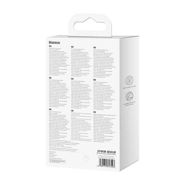 Ładowarka sieciowa Baseus GaN5 Pro 2xUSB-C + USB, 65W (czarna)