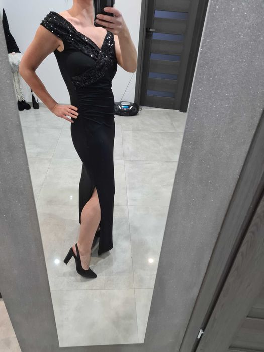 Elegancka wieczorowa, długa sukienka - wizytowa, sylwestra, wesele, M