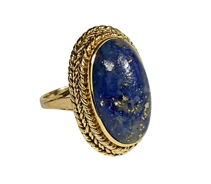 ZŁOTY PIERŚCIONEK * LAPIS LAZULI * próba 585 - rozmiar 20