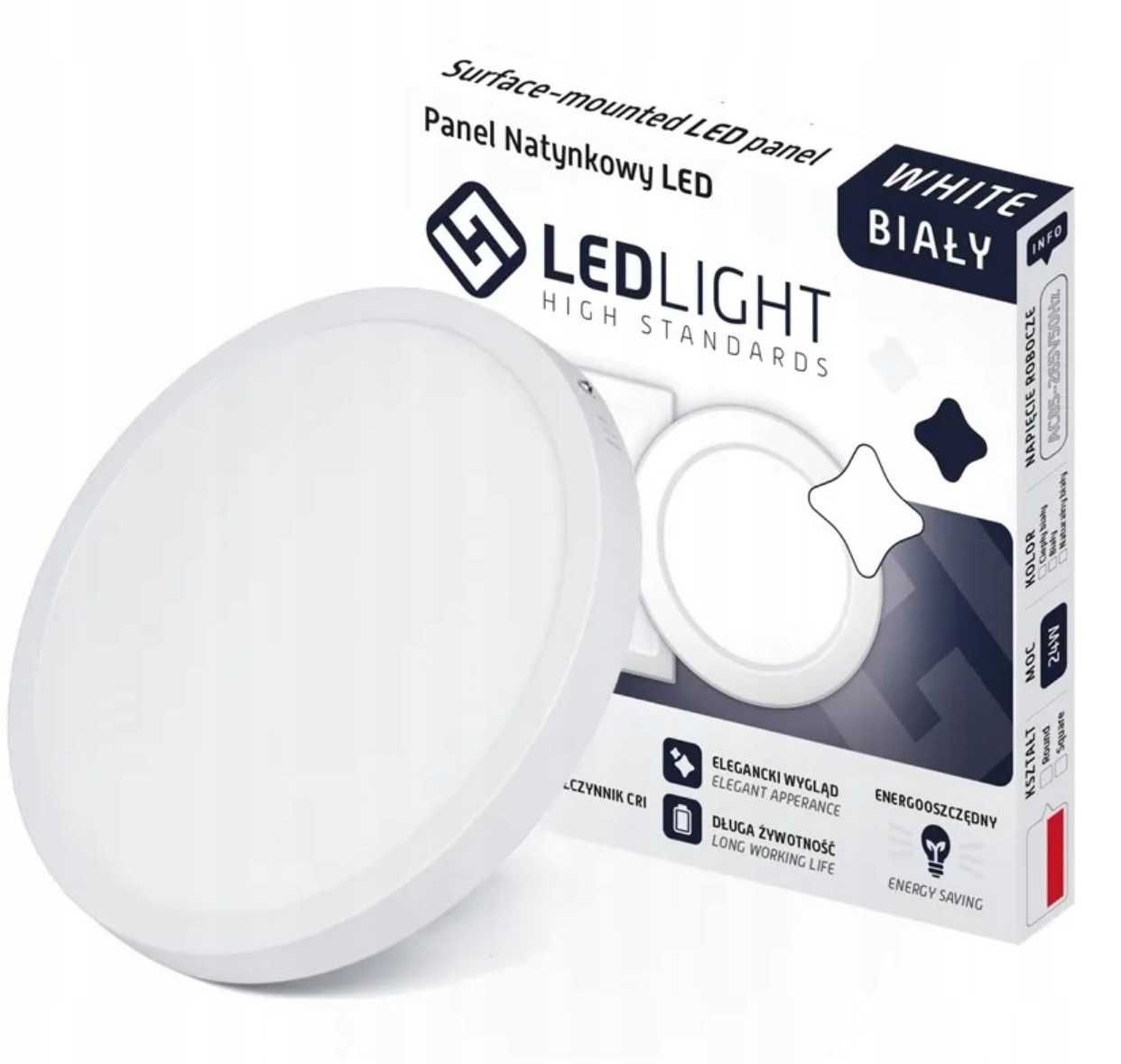 Plafon panel natynkowy 24W LED okrągły lampa natynkowa niemruga biały