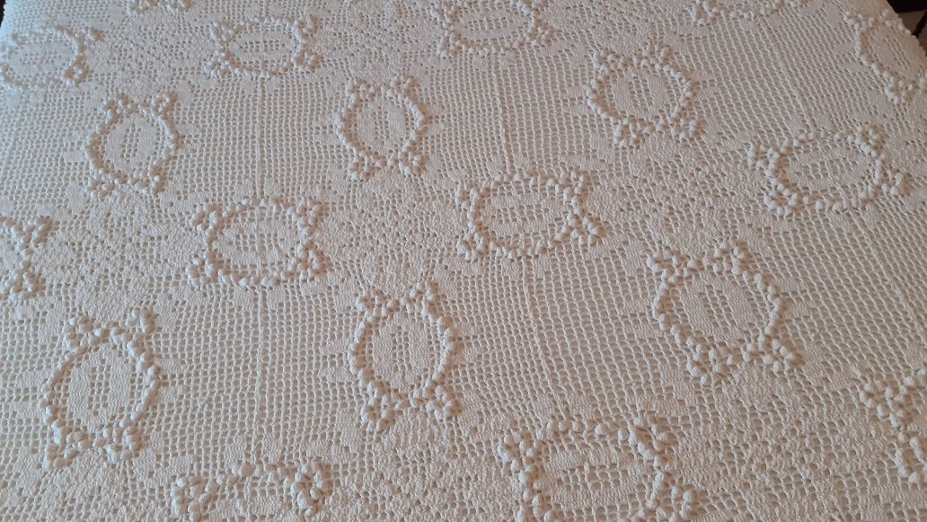 Colcha croché 2,20 x 2 m algodão branca