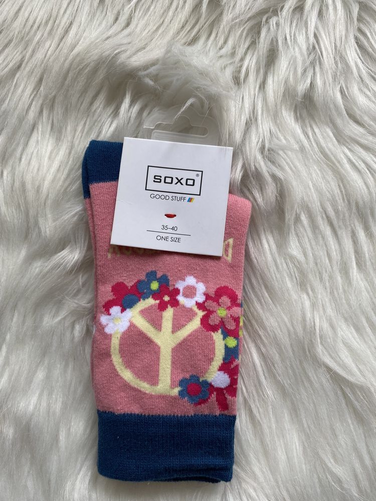 Skarpetki damskie soxo 35-40 różowe kwiatki
