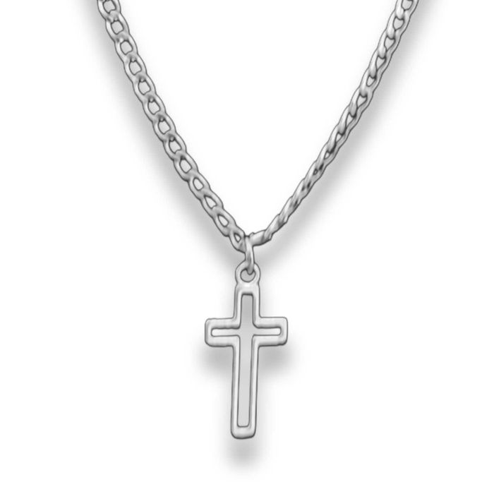 Stylowy łańcuszek pancerka z krzyżykiem 2×1 cm – stal 55 cm męski