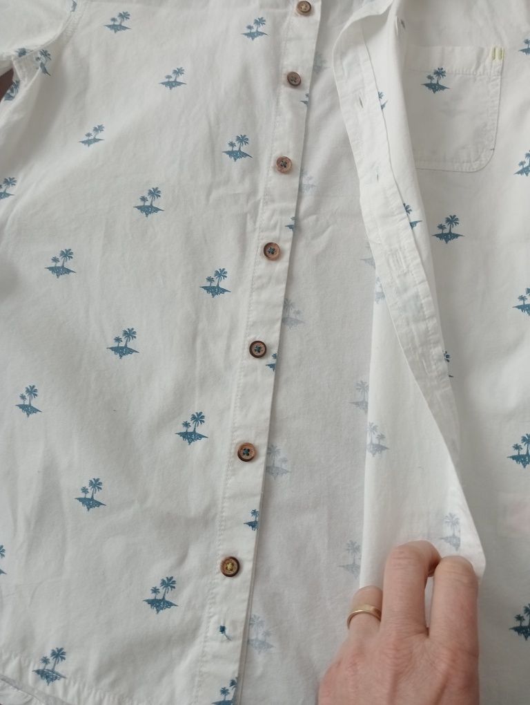 Koszula chłopięca biała krótki rękaw 152