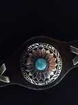 Bracelete pele & turquesa , biker, nativo americano