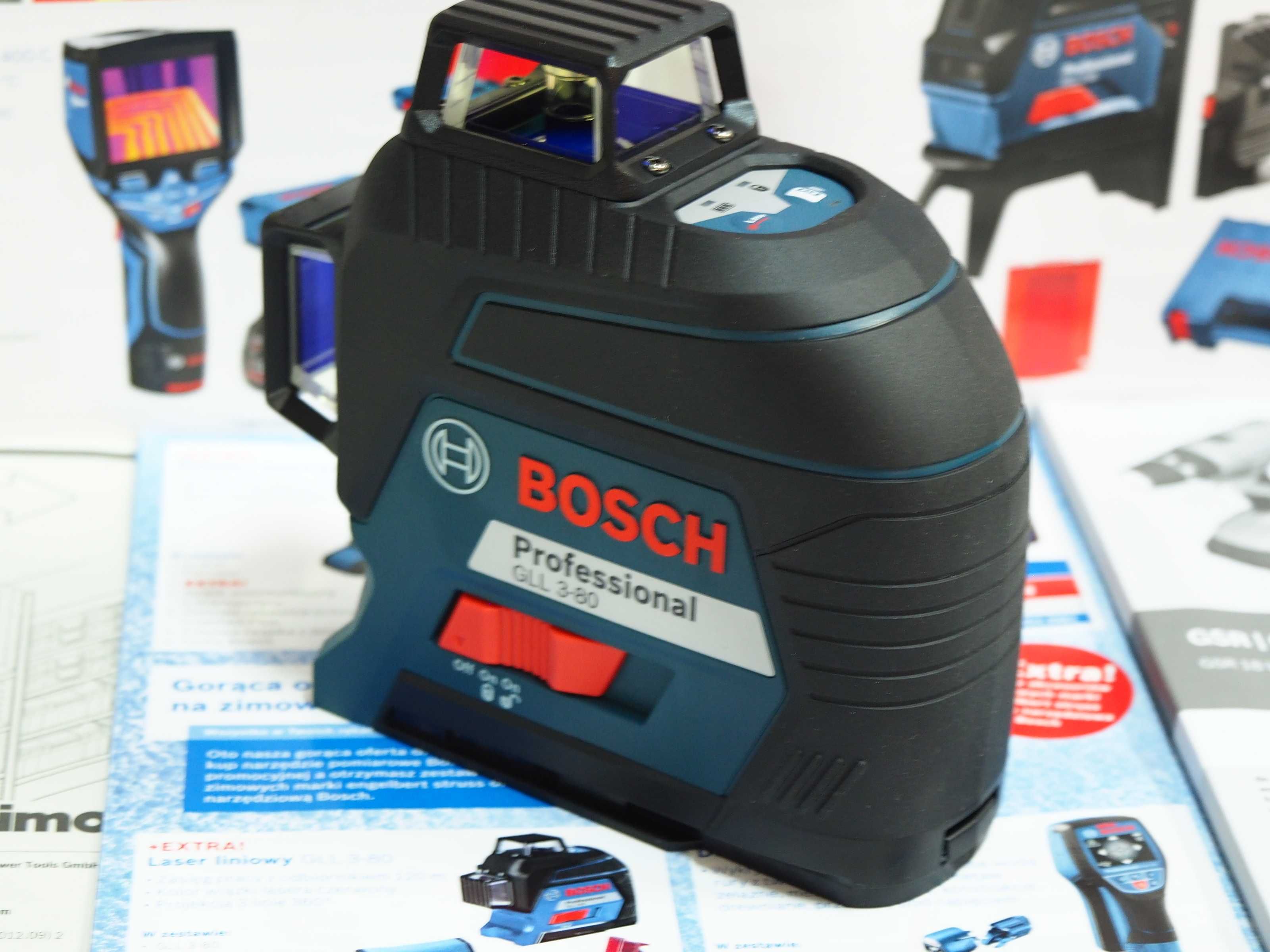 BOSCH GLL 3-80 laser liniowy krzyzowy czerwony promień