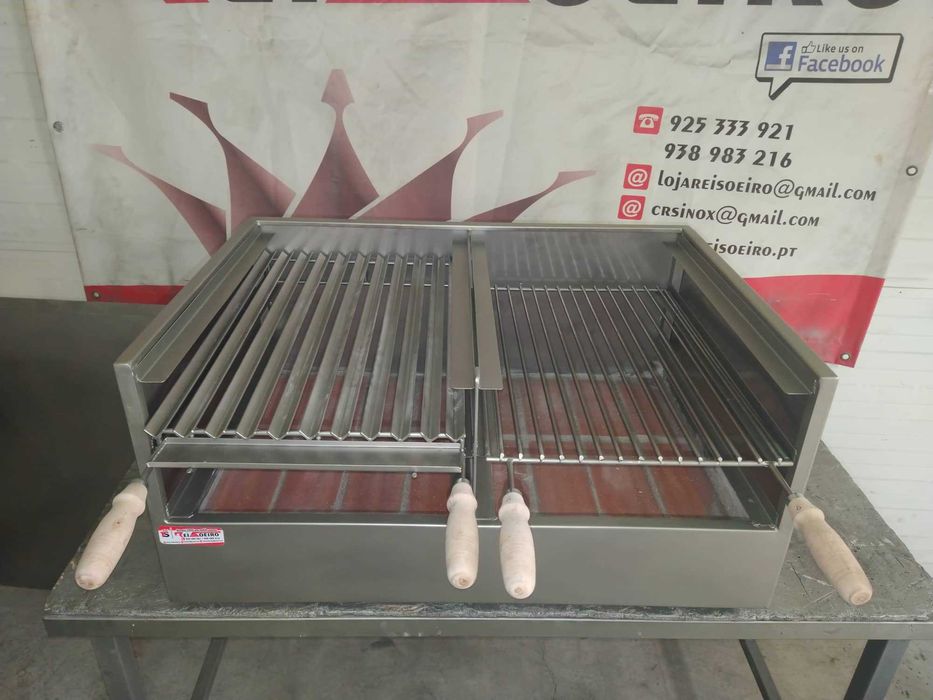 CHURRASQUEIRA INOX A CARVÃO (750X400X300MM) - Valor c/ IVA