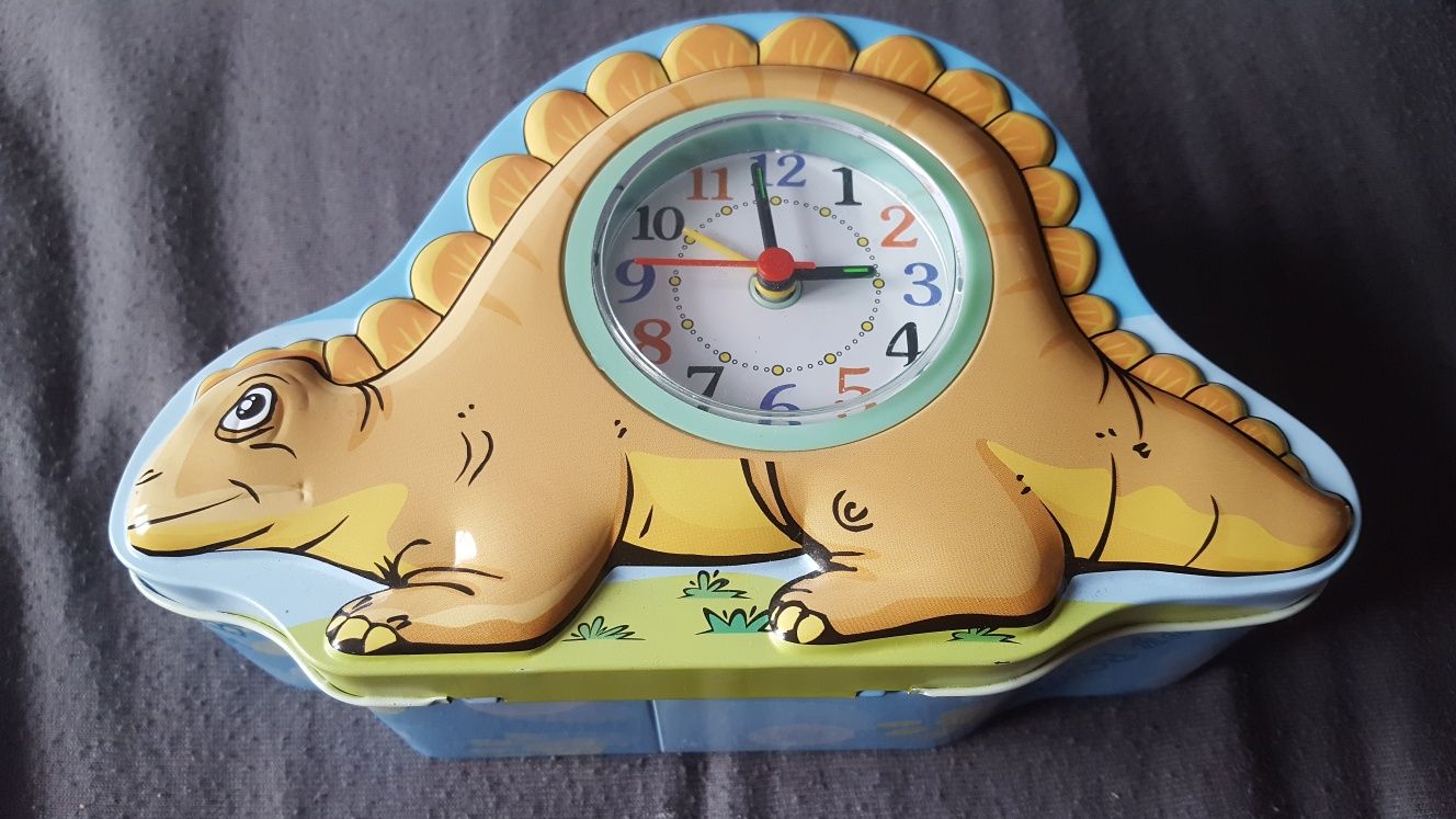 Zegar skarbonka z dinozaurem