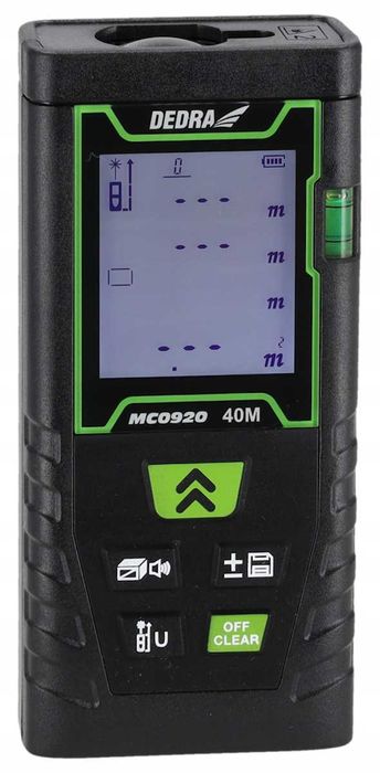Zestaw DEDRA Laser krzyżowy 30m Dalmierz Poziomica laserowa zielony