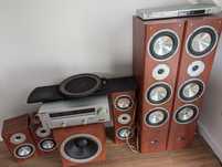 Zestaw kina domowego – kolumny, amplituner Kenwood, subwoofer + ka