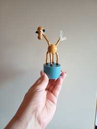 Żyrafa stara zabawka ruchoma figurka nogi na gumkach vintage prl