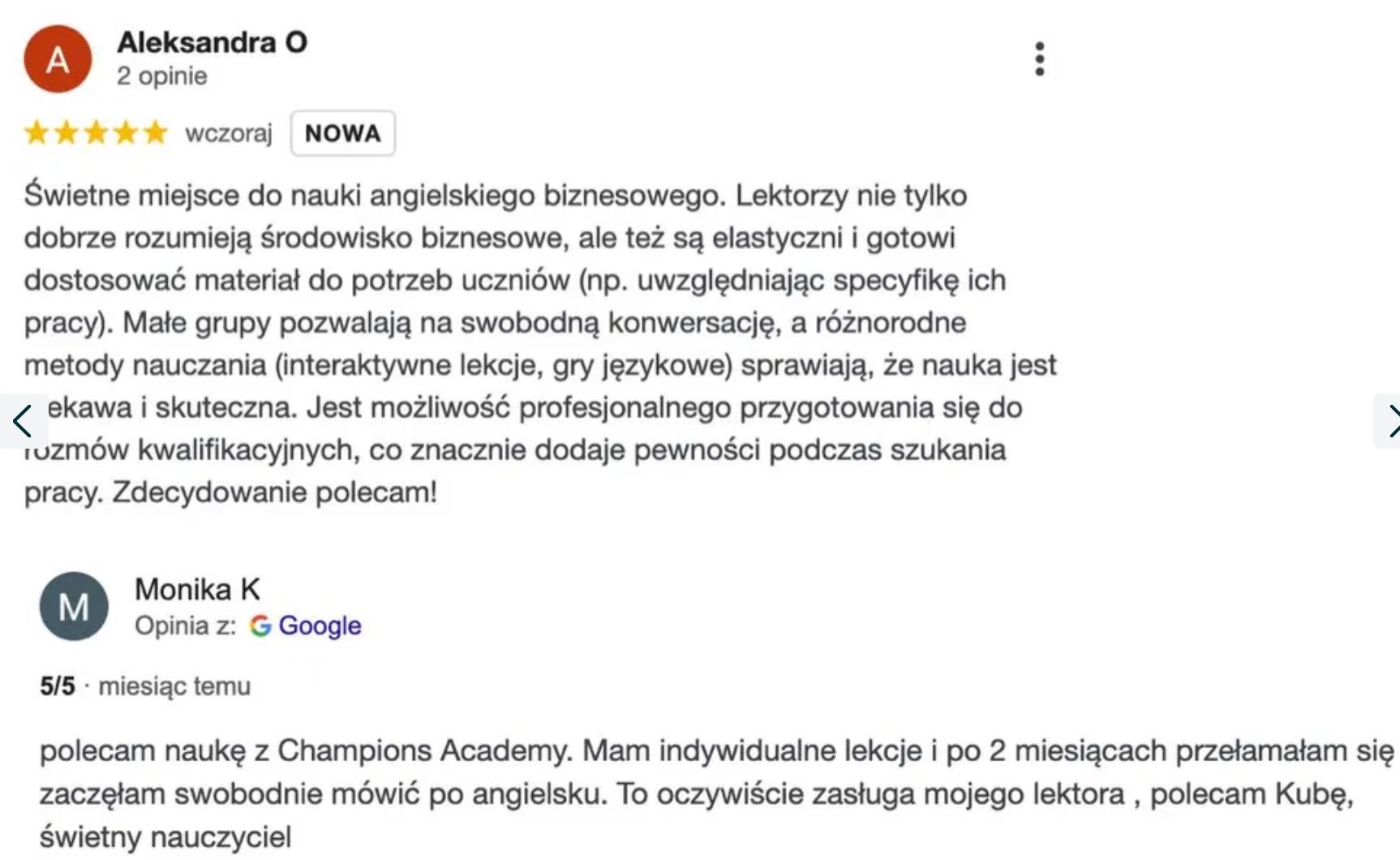 Angielski online Konwersacje Business English Opinie klientów Faktura