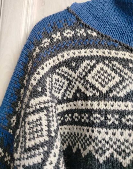 M L XL oversize tall wełniany sweter bluza norweski z kapturem unisex