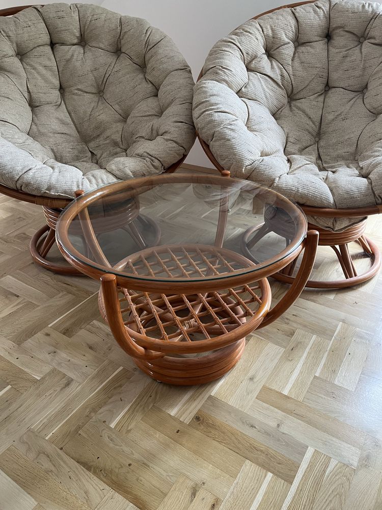 Komplet mebli Rattanowych Rattan fotel stolik