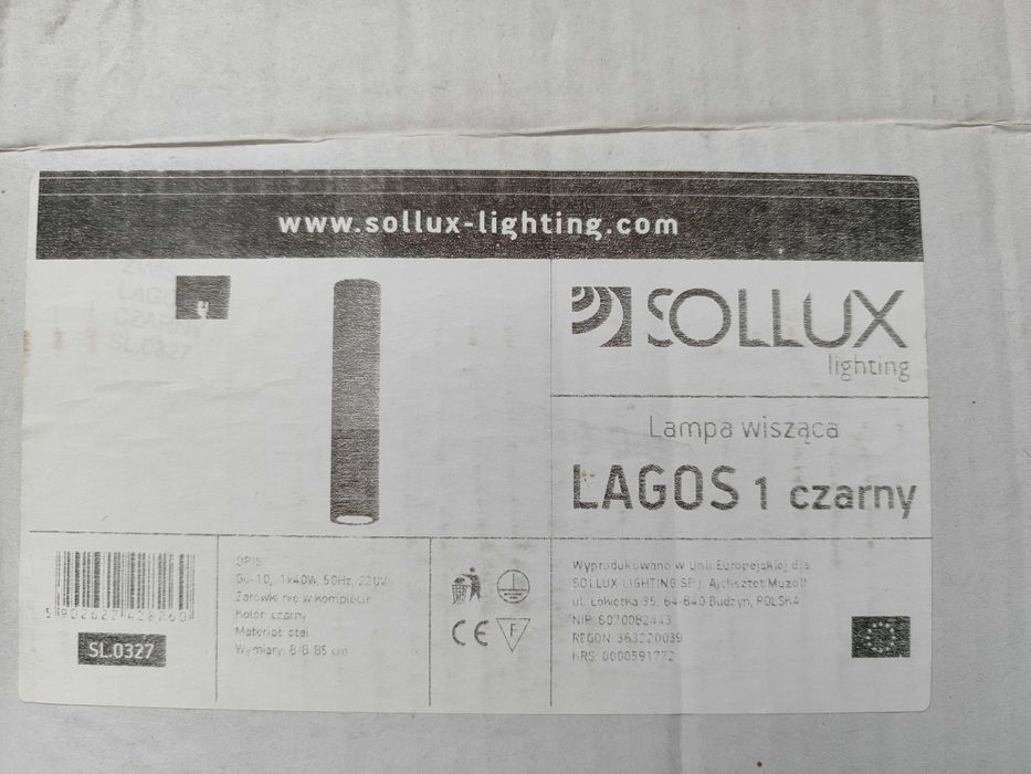 Sollux Lagos 1 - czarna lampa wisząca (tuba), GU10, regulowana długość