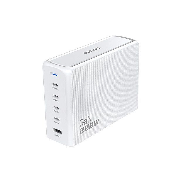 Ładowarka Dudao A228eu GaN 1x Usb-a 4x Usb-c Pd 228w - biała