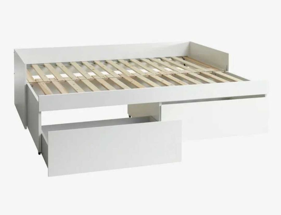 Cama com arrumação TANGBJERG 90/180x200 branco