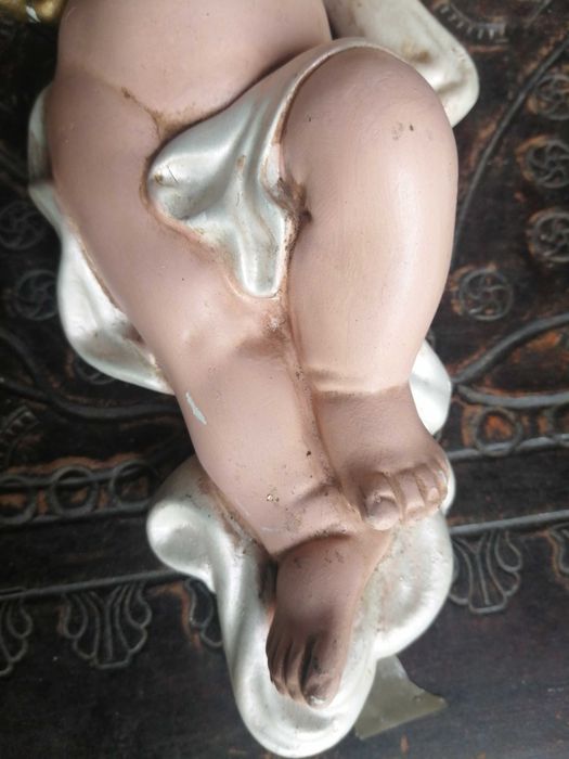 anjo grande de parede antigo em gesso , ler anuncio