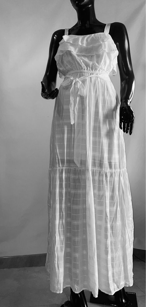Довгий білий сарафан плаття saint laurent