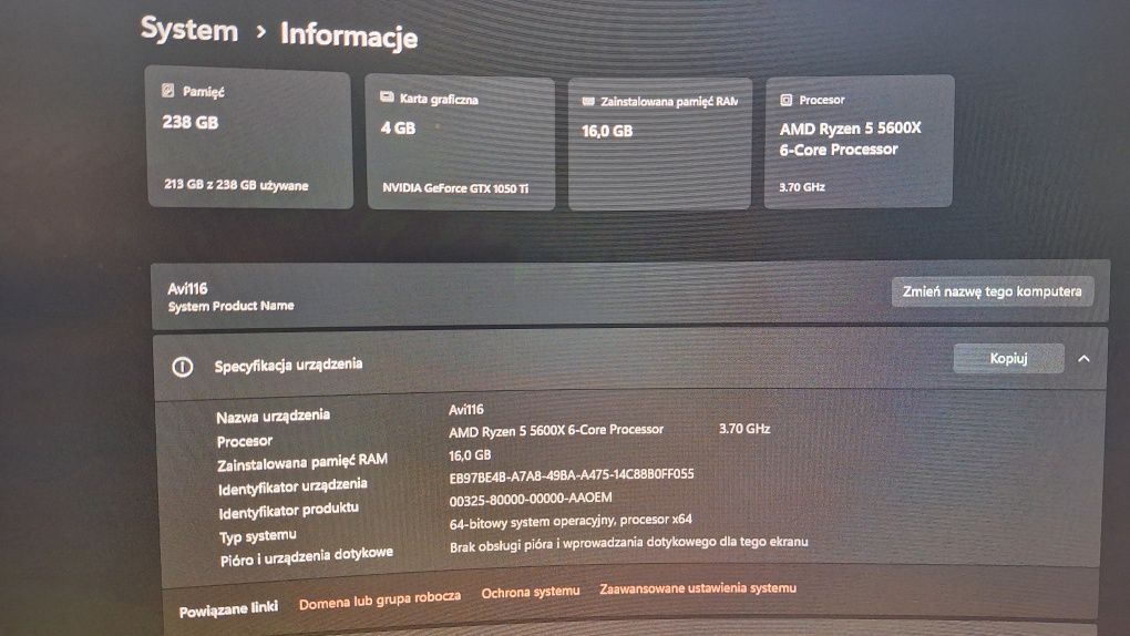 2 Monitory i Komputer Gaming Razer 5 5600X GTX 1050Ti 4GB