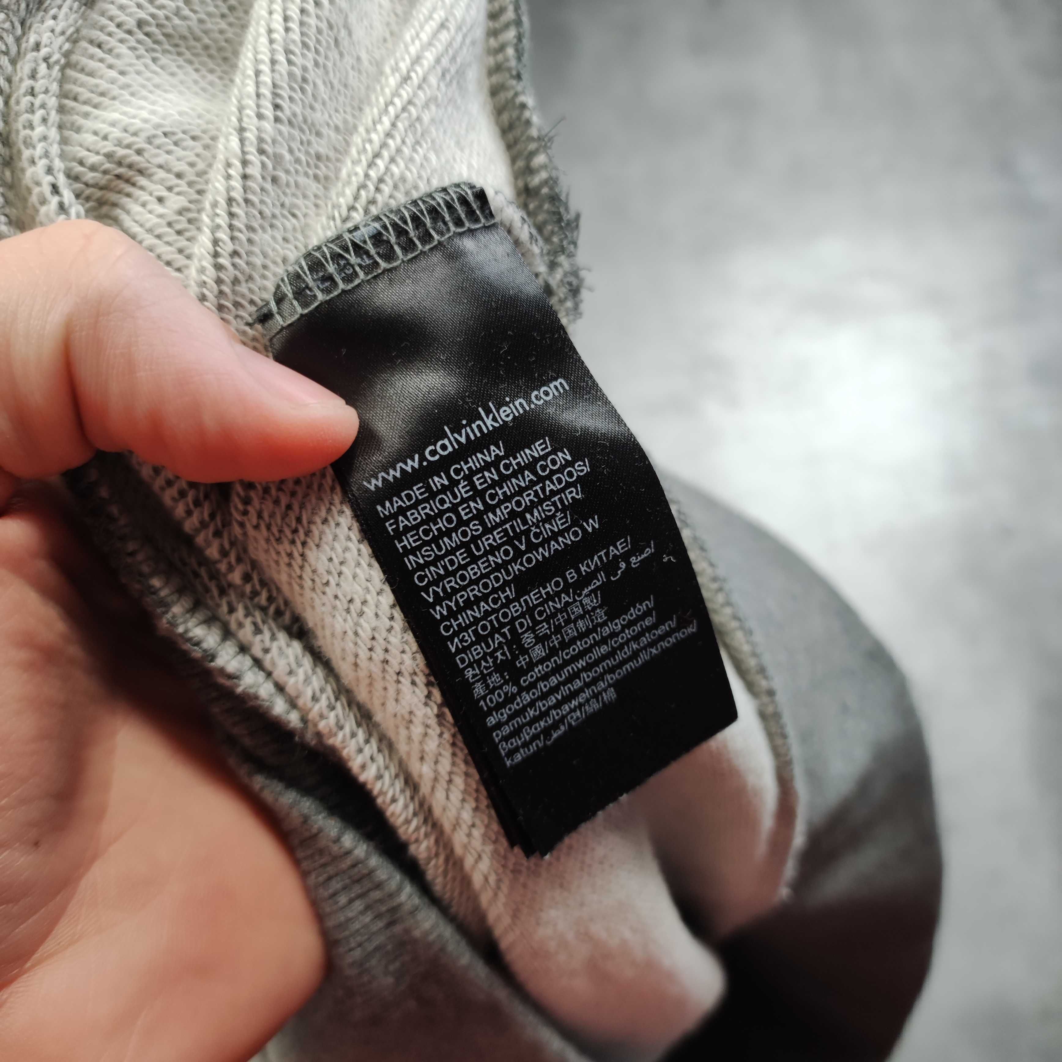 MĘSKA Bluza bez Kaptura Duże Logo 3D Calvin Klein Jeans Szara Casual