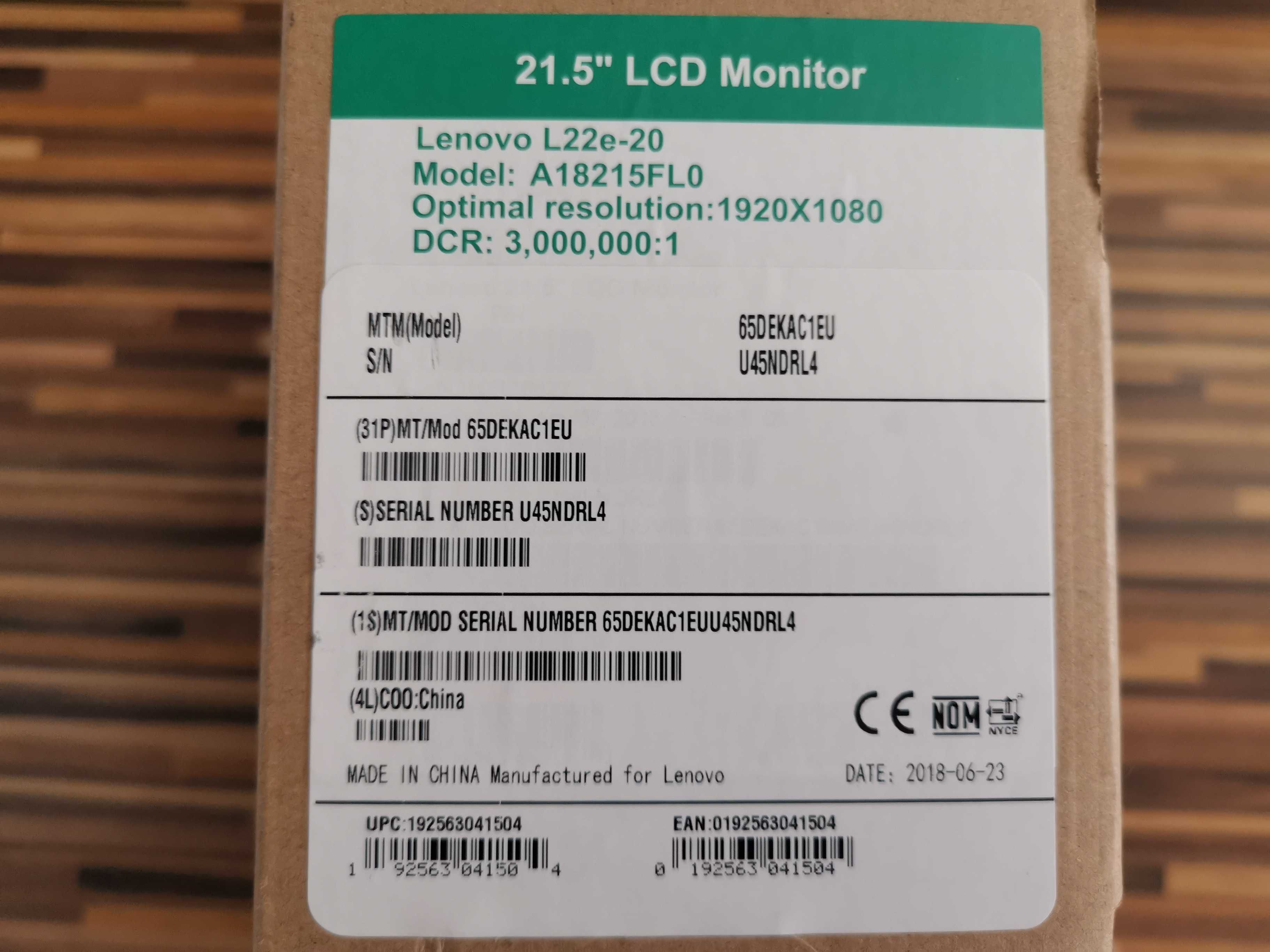 Monitor LENOVO L22e-20 21.5" 1920x1080