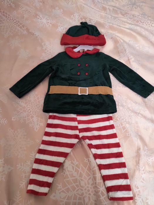 Strój ubranko komplet święta Mikołaj elf pomocnik Mikołaja roz 74 cm