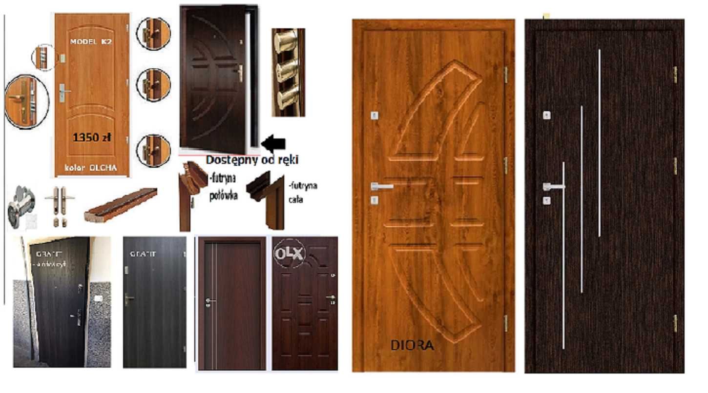 Drzwi szare-antracyt do mieszkania wejściowe -zewnętrzne z MONTAŻEM