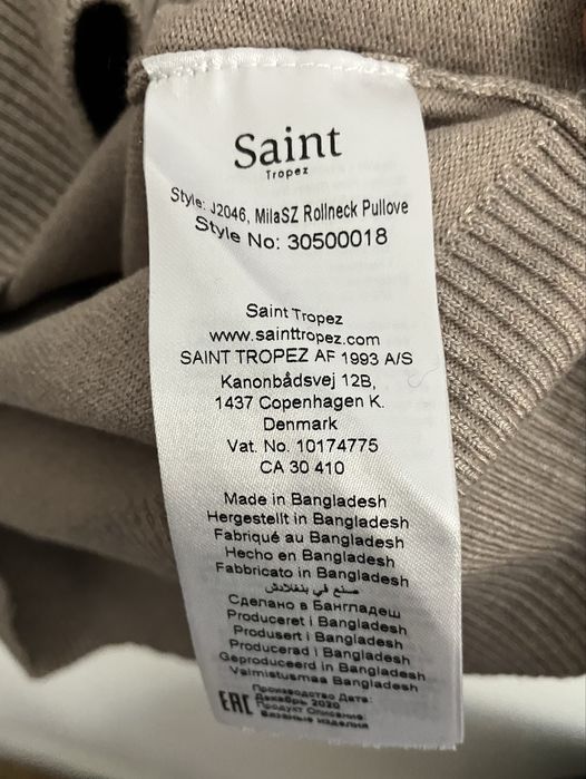 Saint Tropez golf XS long sleeve sweter melanż dzianina wiskoza beż