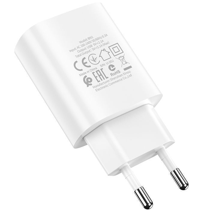 Ładowarka sieciowa BN1 Innovative - USB - 2,1A z kablem USB na Micro